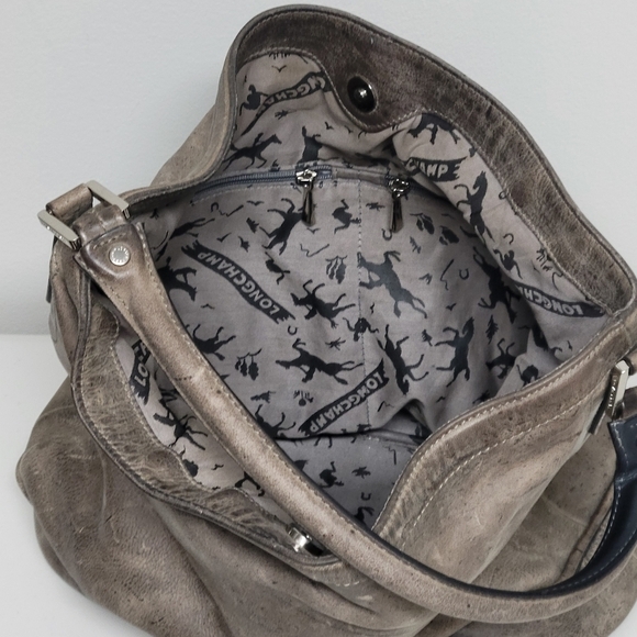 Longchamp Brown Distressed Antelope Leather Purse Made In France. - Picture 12 of 16